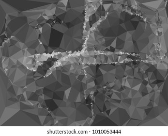 Grayscale geometric low polygonal background. Abstract monochrome mosaic backdrop. Design element for book covers, presentations layouts, title backgrounds. Vector clip art.
