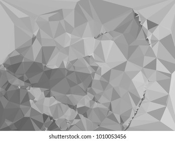 Grayscale geometric low polygonal background. Abstract monochrome mosaic backdrop. Design element for book covers, presentations layouts, title backgrounds. Vector clip art.