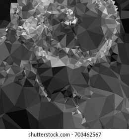 Grayscale geometric low polygonal background. Abstract monochrome mosaic backdrop. Design element for book covers, presentations layouts, title backgrounds. Vector clip art.