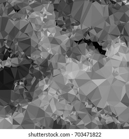 Grayscale geometric low polygonal background. Abstract monochrome mosaic backdrop. Design element for book covers, presentations layouts, title backgrounds. Vector clip art.