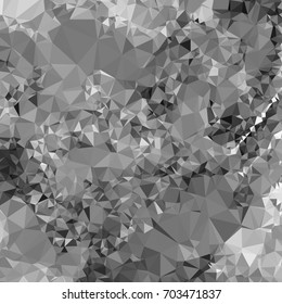 Grayscale geometric low polygonal background. Abstract monochrome mosaic backdrop. Design element for book covers, presentations layouts, title backgrounds. Vector clip art.