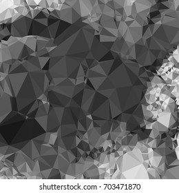 Grayscale geometric low polygonal background. Abstract monochrome mosaic backdrop. Design element for book covers, presentations layouts, title backgrounds. Vector clip art.