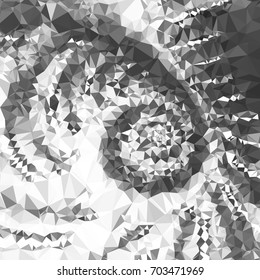 Grayscale geometric low polygonal background. Abstract monochrome mosaic backdrop. Design element for book covers, presentations layouts, title backgrounds. Vector clip art.