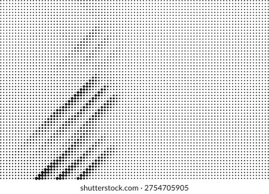 A grayscale halftone pattern with dark diagonal lines and varying density, creating a striking visual contrast on a pure white background