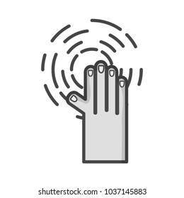 grayscale hand connecting to virtual reality technology