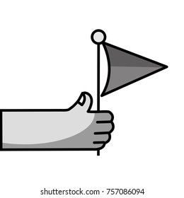 grayscale hand with flag party celebration decoration