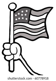 Grayscale Hand Waving An American Flag