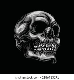 Grayscale Head Skeleton Illustration Part One