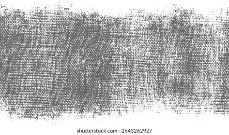 Grayscale image depicting a coarse woven fabric texture with a distressed grunge effect. The texture is primarily gray with variations in tone and density.