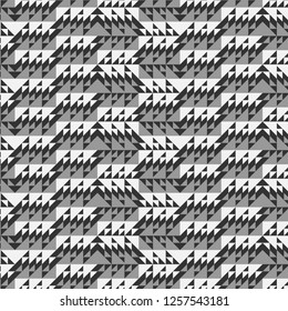 grayscale intricate triangles repeating pattern with 3D illusion for textile, fabric, monochromic background, backdrop, wallpaper and creative surface designs. pattern swatch at eps. file