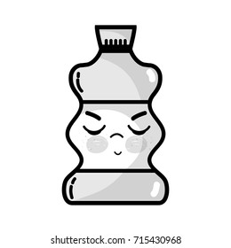 grayscale kawaii cute angry beverage bottle