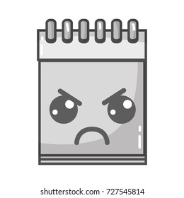 grayscale kawaii cute angry notebook tool