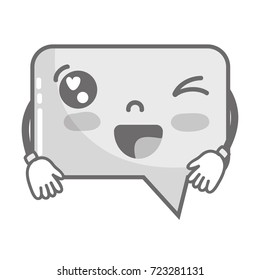 grayscale kawaii cute funny chat bubble
