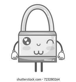 grayscale kawaii cute funny padlock security