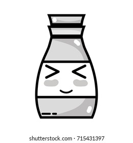 grayscale kawaii cute happy beverage bottle