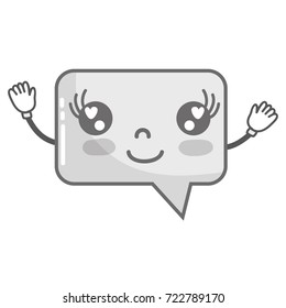 grayscale kawaii cute happy chat bubble