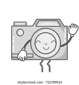 grayscale kawaii cute happy digital camera