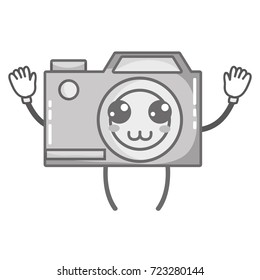 grayscale kawaii cute happy digital camera