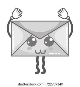 grayscale kawaii cute happy e-mail message