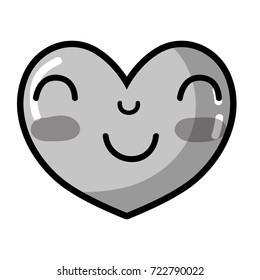 grayscale kawaii cute happy heart design