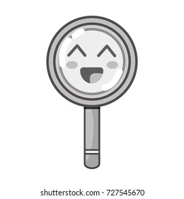 grayscale kawaii cute happy magnifying glass