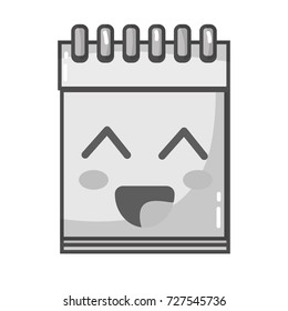 grayscale kawaii cute happy notebook tool