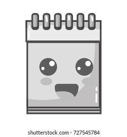 grayscale kawaii cute happy notebook tool