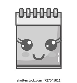 grayscale kawaii cute happy notebook tool