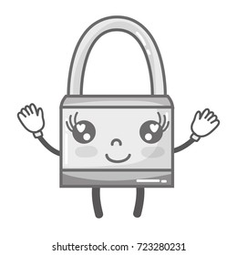 grayscale kawaii cute happy padlock security