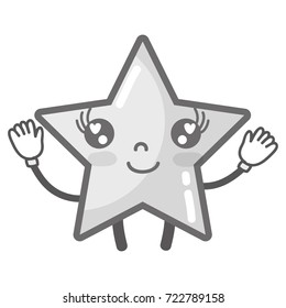 grayscale kawaii cute happy star sparkly