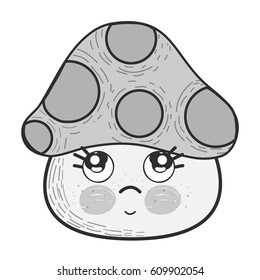 grayscale kawaii sad hungus icon
