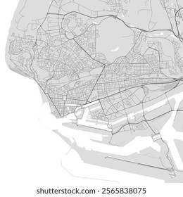 Grayscale Le Havre map, France. Vector city streetmap, municipal area.