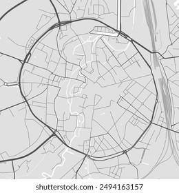 Grayscale Leuven map, Belgium. Vector city streetmap, municipal area.