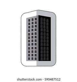 grayscale long build of city icon, vector illustraction design image