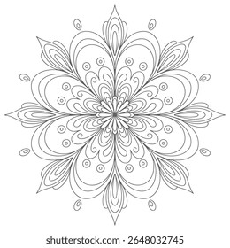 Uma mandala em tons de cinza apresenta um padrão floral detalhado com círculos concêntricos e redemoinhos O design é simétrico e intrincado com linhas finas criando uma textura complexa contra um fundo branco.