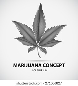 Graustufen-Marihuana-Blätter auf weißem Hintergrund
