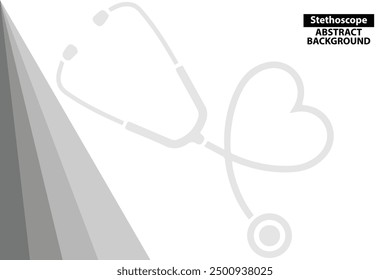 A grayscale medical vector illustration featuring a stethoscope forming a heart shape. The design symbolizes healthcare, compassion, and love in the medical profession.