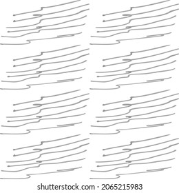 Grayscale monochrome background.Graphite pencil or gray marker simple shapes. Geometric abstract seamless pattern. Minimalistic grid repeat of small scribble elements. 