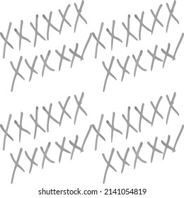 Grayscale monochrome background.Graphite pencil or gray marker simple shapes. Geometric abstract seamless pattern. Minimalistic grid repeat of small scribble elements. 