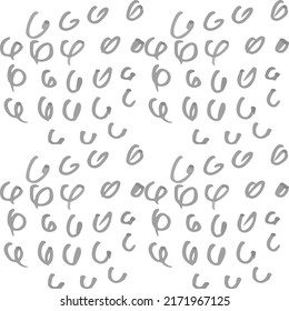 Grayscale monochrome background.Graphite pencil or gray marker simple shapes. Geometric abstract seamless pattern. Minimalistic grid repeat of small scribble elements. 