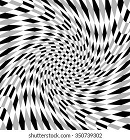 Grayscale, monochrome squared pattern with distortion effect.