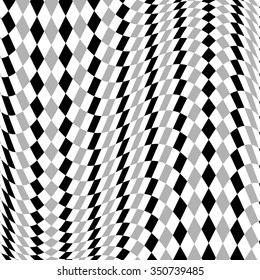 Grayscale, monochrome squared pattern with distortion effect.