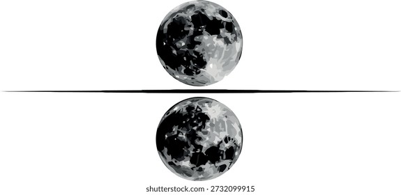 Fases lunares en escala de grises esfera de reflexión reflejada negra