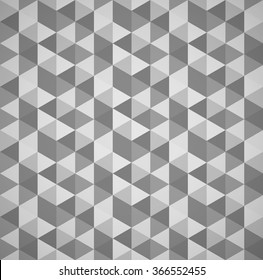 Grayscale mosaic, tessellation background with triangles. seamlessly repeatable