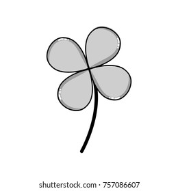 grayscale natural clover plant with leaves design