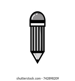 grayscale pencil object with eraser to drawing design