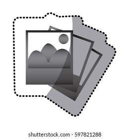 grayscale pictures photos icon, vector illustraction design