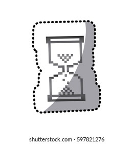 grayscale pixel hourglass icon, vector illustraction design