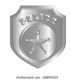 grayscale police badge icon image, vector illustration