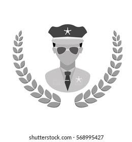 grayscale police badge icon image, vector illustration